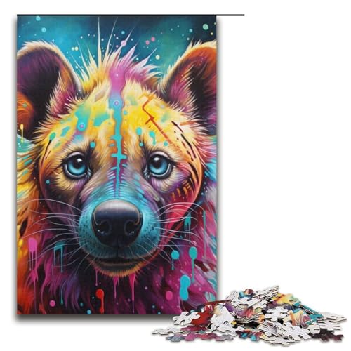Farbiges Hyänen-Puzzle, 1000 Teile, für Erwachsene, geeignet für Paare und Teenager ab 14 Jahren, 14,96 x 10,24 Zoll von WGLINGX