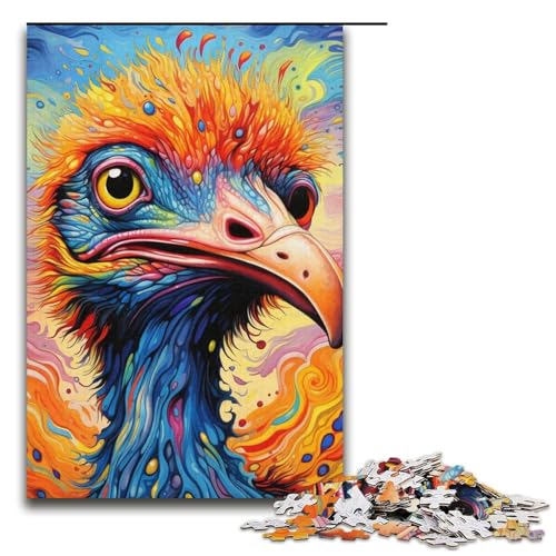 Farbiges Straußen-Puzzle, 1000 Teile, für Erwachsene, geeignet für Paare und Teenager ab 14 Jahren, 14,96 x 10,24 Zoll von WGLINGX