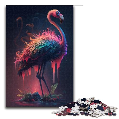 Flamingo-Puzzle mit 1000 Teilen, für Erwachsene, Holzpuzzle, Lernspiel (Größe 50 x 75 cm) von WGLINGX