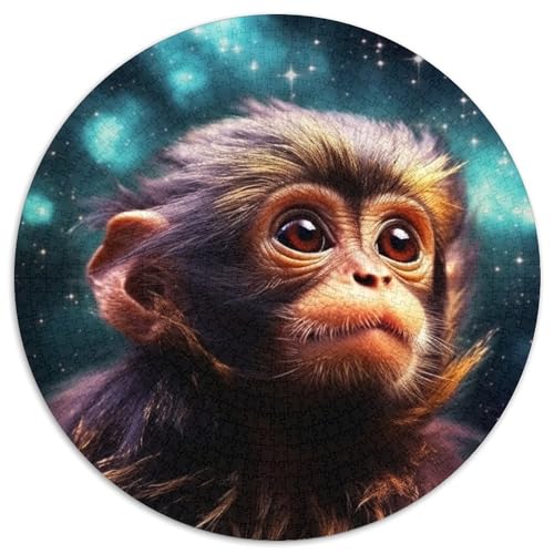 Galaxy Monkey Puzzle für Erwachsene, 1000-teiliges, rundes Puzzle, Denkspiel, interaktives Familienspiel, geeignet für Kinder ab 14 Jahren (67,5x67,5cm) von WGLINGX