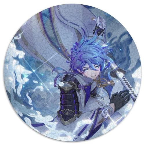 Genshin Impact Kamisato Ayato 1000-teiliges Puzzle für Erwachsene, rundes Puzzle, Familie und Freunde, knifflige Herausforderung, 1000 Teile (67,5x67,5cm) von WGLINGX
