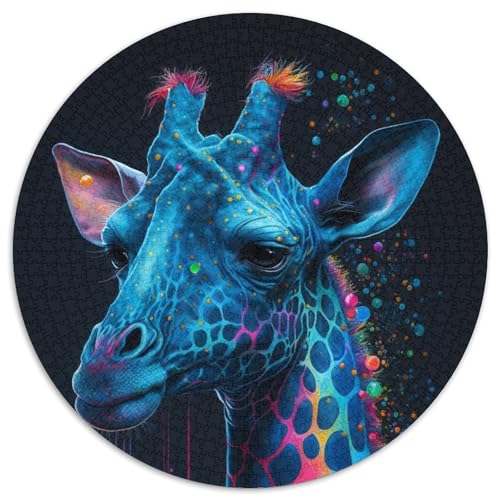 Giraffen-Puzzle für Erwachsene, 1000-teiliges, rundes Puzzle, Denkspiel, interaktives Familienspiel, geeignet für Kinder ab 14 Jahren (67,5x67,5cm) von WGLINGX
