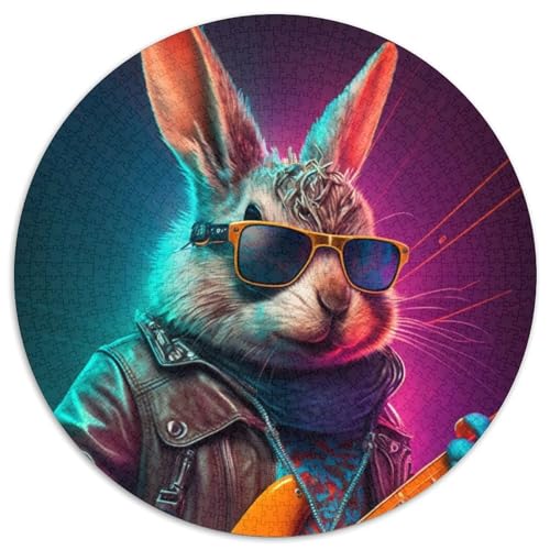 Gitarren-Kaninchen-Puzzle für Erwachsene, 1000 Teile, Papppuzzle, Familienaktivität, Heimdekoration zum Selbermachen, (67,5x67,5cm) von WGLINGX
