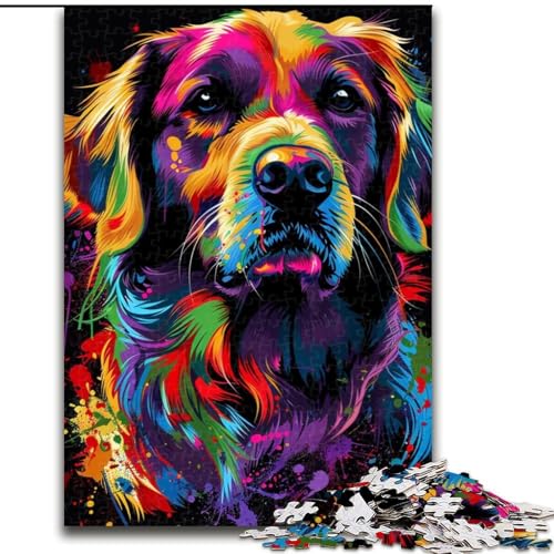 Golden Retriever-Puzzle mit 1000 Teilen für Erwachsene, 1000 Teile, Heimdekoration, Familienspaß, ab 14 Jahren (Größe 26x38cm) von WGLINGX