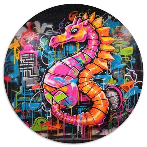 Graffiti-Malerei-Seepferdchen-Puzzle, runde Papppuzzles mit 1000 Teilen für Erwachsene, anspruchsvolles Denkspiel für Teenager, unterhaltsames interaktives Spiel für die ganze Familie 67,5 x 67,5 cm Graffiti-Malerei-Seepferdchen-Puzzle, runde Papppuzzles mit 1000 Teilen für Erwachsene, anspruchsvolles Denkspiel für Teenager, unterhaltsames interaktives Spiel für die ganze Familie 67,5 x 67,5 cm von WGLINGX