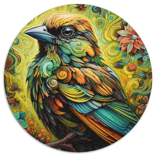 Green Sparrow Rundes Kartonpuzzle mit 1000 Teilen für Erwachsene, anspruchsvolles Denkspiel für Teenager, unterhaltsames interaktives Spiel für die ganze Familie 67,5 x 67,5 cm von WGLINGX