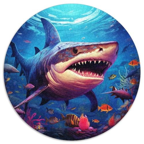 Hai-Puzzle aus Pappe, rund, 1000 Teile, Puzzle für Erwachsene, anspruchsvolles Denkspiel für Teenager, unterhaltsames interaktives Spiel für die ganze Familie 67,5 x 67,5 cm Hai-Puzzle aus Pappe, rund, 1000 Teile, Puzzle für Erwachsene, anspruchsvolles Denkspiel für Teenager, unterhaltsames interaktives Spiel für die ganze Familie 67,5 x 67,5 cm von WGLINGX