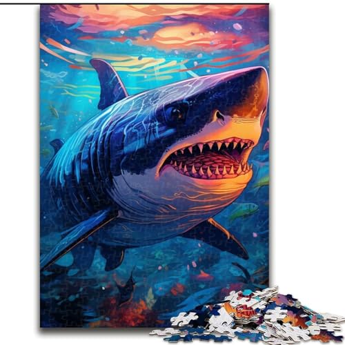 Hai-Puzzle mit 1000 Teilen für Erwachsene, 1000 Teile, Heimdekoration, Familienspaß, ab 14 Jahren (Größe 26x38cm) von WGLINGX