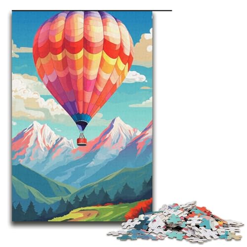Heißluftballon mit Bergen, Puzzle 1000 Teile für Erwachsene, geeignet für Paare und Teenager ab 14 Jahren (Größe 38 x 26 cm) von WGLINGX