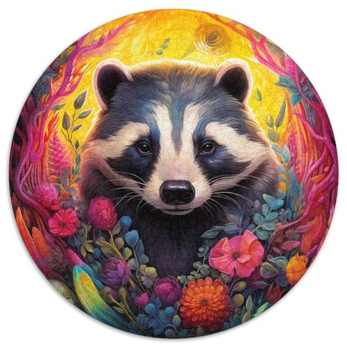 Honigdachs-Blumen, rundes Puzzle aus Karton, 1000 Teile, interaktives Familienspiel, Denksportaufgabe, Lernspielzeug 67,5 x 67,5 cm Honigdachs-Blumen, rundes Puzzle aus Karton, 1000 Teile, interaktives Familienspiel, Denksportaufgabe, Lernspielzeug 67,5 x 67,5 cm von WGLINGX