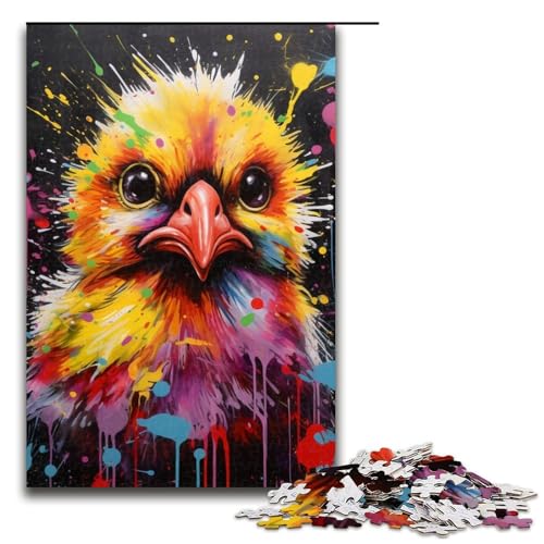 Hühner-Graffiti-Malerei-Puzzle, 1000 Teile, für Erwachsene, geeignet für Paare und Teenager ab 14 Jahren, 19,69 x 29,53 Zoll von WGLINGX