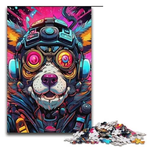 Hund mit Kopfhörer-Puzzle, 1000 Teile, Puzzle für Erwachsene, Lernspiele, trainieren Sie Ihr Gehirn und Ihre Hände, geeignet für Jugendliche ab 14 Jahren (Größe 38 x 26 cm) von WGLINGX