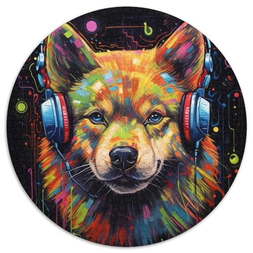 Husky mit Kopfhörern, Papierpuzzle für Erwachsene, 1000-teiliges Denkspiel für Teenager, 67,5 x 67,5 cm Husky mit Kopfhörern, Papierpuzzle für Erwachsene, 1000-teiliges Denkspiel für Teenager, 67,5 x 67,5 cm von WGLINGX