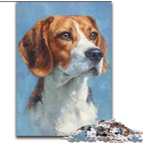JigsawPuzzle 1000 Teile für Erwachsene Beagle Puzzle 1000 Teile Puzzle Interaktives Familienspiel, Geeignet für Kinder ab 14 Jahren (Größe 26x38cm) von WGLINGX