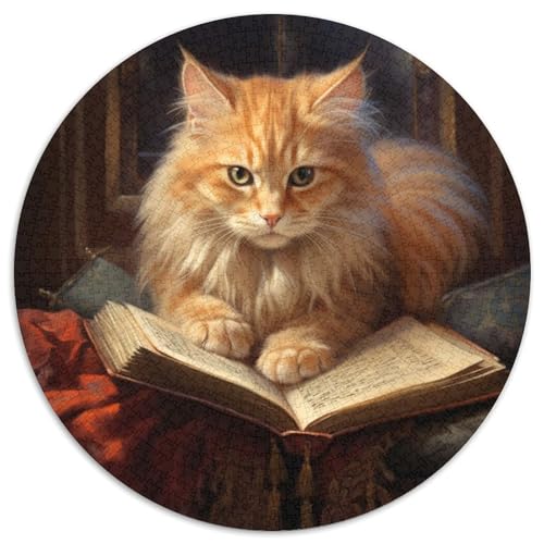 Katzen-Lesebuch-Puzzle 1000 Teile, Unmögliches Puzzle für Erwachsene für Teenager, interaktives Familienspiel, Herausforderungsgeschenk, 1000 Teile (67,5x67,5cm) von WGLINGX
