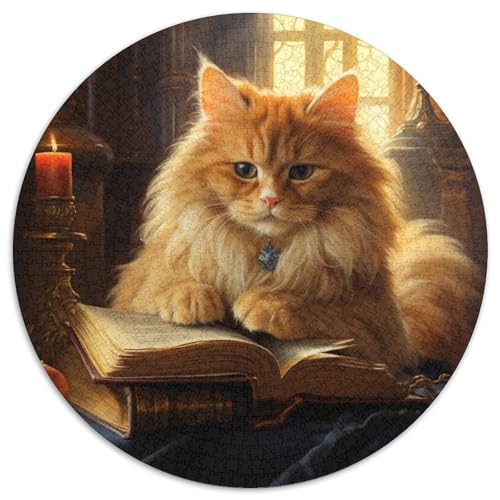 Katzen-Lesebuch-Puzzles für Erwachsene, 1000 runde Papppuzzles, anspruchsvolles DIY-Denkspiel, interaktive Familienaktivität, 1000 Teile (67,5x67,5cm) von WGLINGX