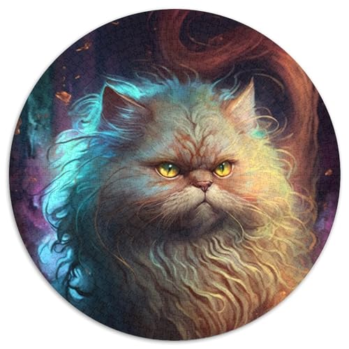 Katzen-Mal-Puzzle 1000 Teile für Erwachsene, rundes Puzzle 1000 Teile, Spielgeschenk für Erwachsene, interaktives Familienspiel, Gehirn-Herausforderungsgeschenk (67,5x67,5cm) von WGLINGX