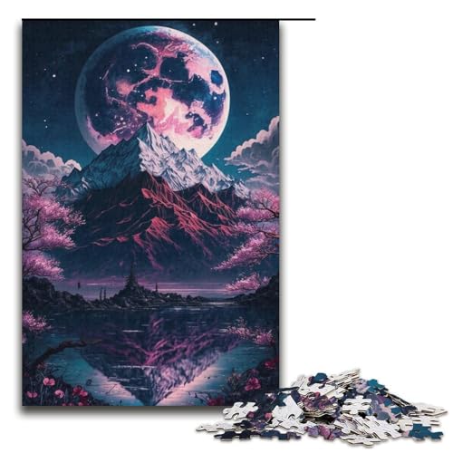 Kirschblüten-Berg-Puzzle für Erwachsene, 1000 Teile, zur Verbesserung des Gedächtnisses, geeignet für Jugendliche ab 14 Jahren (Größe 38 x 26 cm) von WGLINGX