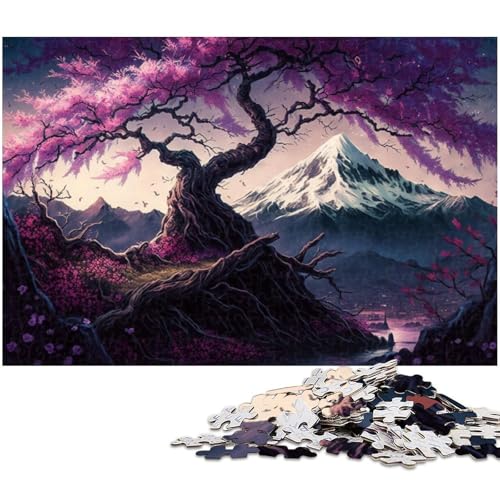 Kirschblüten-Puzzle mit dem Berg Fuji, 1000 Teile, Puzzle für Erwachsene, Wanddekoration, tolles Geschenk, geeignet für Jugendliche ab 14 Jahren, Größe 38 x 26 cm von WGLINGX