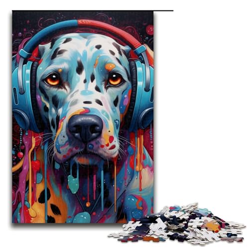 Kopfhörer-Dalmatiner, 1000-Teile-Puzzle für Erwachsene, Heimdekorations-Puzzle, Eltern-Kind-Interaktion für Teenager ab 14 Jahren (Größe 50 x 75 cm) von WGLINGX