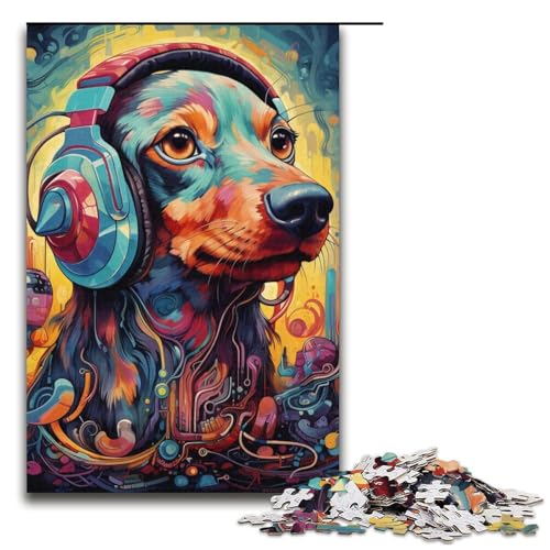 Kopfhörer-Dalmatiner-Puzzle als Geschenk, 1000-teiliges Puzzle für Erwachsene, zum Zeitvertreib zu Hause für Teenager ab 14 Jahren (Größe 38 x 26 cm) von WGLINGX