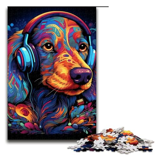 Kopfhörer-Dalmatiner-Puzzle als Geschenk, 1000-teiliges Puzzle für Erwachsene, zum Zeitvertreib zu Hause für Teenager ab 14 Jahren (Größe 50 x 75 cm) von WGLINGX