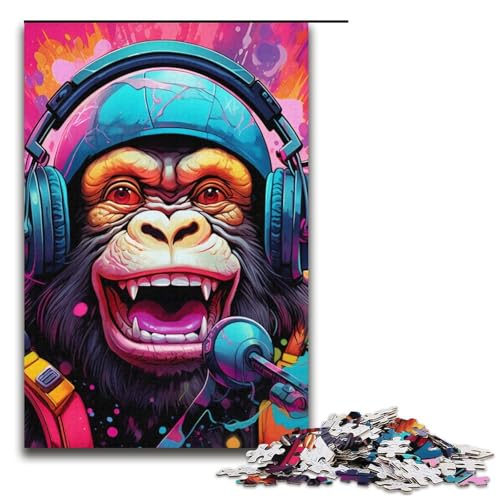 Kopfhörer-Hund, 1000-teiliges Puzzle für Erwachsene, Heimdekorations-Puzzle, Eltern-Kind-Interaktion für Teenager ab 14 Jahren (Größe 38 x 26 cm) von WGLINGX