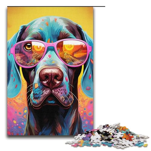 Kopfhörer-Hunde-Puzzle, 1000 Teile, für Erwachsene, anspruchsvolles, schwieriges Puzzle, jedes Teil ist einzigartig – anspruchsvolles, lustiges Familienspiel (Größe 38 x 26 cm) von WGLINGX