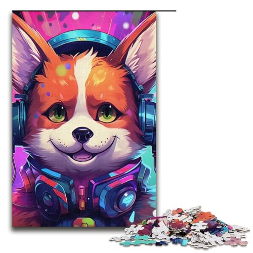 Kopfhörer-Hunde-Puzzle als Geschenk, 1000-teiliges Puzzle für Erwachsene, zum Zeitvertreib zu Hause für Teenager ab 14 Jahren (Größe 38 x 26 cm) von WGLINGX