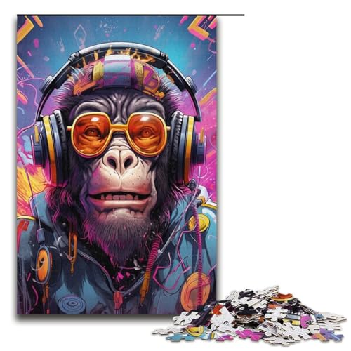 Kopfhörer-Hunde-Puzzle als Geschenk, 1000-teiliges Puzzle für Erwachsene, zum Zeitvertreib zu Hause für Teenager ab 14 Jahren (Größe 38 x 26 cm) von WGLINGX