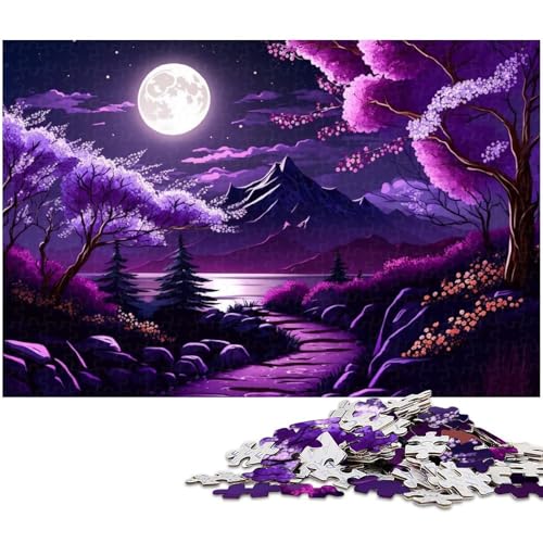 Lavendel-Puzzle mit 1000 Teilen für Erwachsene, Berg Fuji, Kartonpuzzle, Heimdekoration (Größe 38 x 26 cm) von WGLINGX