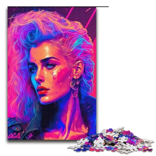 Lernpuzzle 1000 Teile Neon-Mädchen-Puzzle für Erwachsene, Weihnachtspuzzlegeschenke für Teenager ab 14 Jahren, 14,96 x 10,24 Zoll von WGLINGX