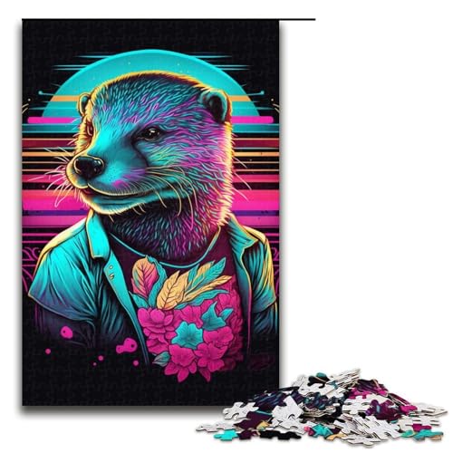Lernpuzzle 1000 Teile Neon-Tiere Puzzle für Erwachsene Weihnachtspuzzle Geschenke für Teenager ab 14 Jahren 19,69x29,53 Zoll von WGLINGX