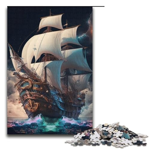 Lernpuzzle 1000 Teile Piratenschiff-Puzzle für Erwachsene Weihnachtspuzzlegeschenke für Teenager ab 14 Jahren 14,96 x 10,24 Zoll von WGLINGX