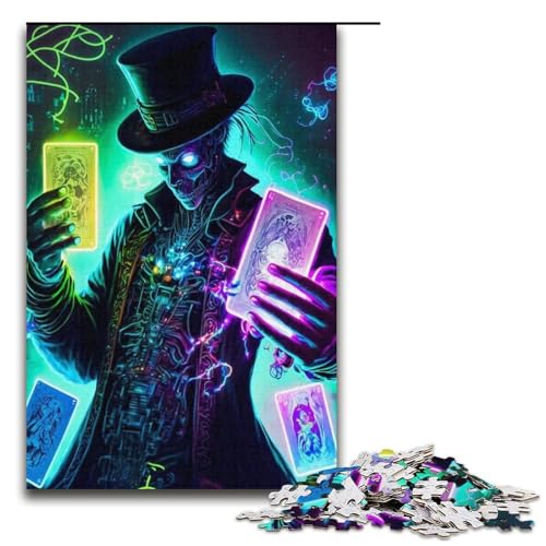 Lernpuzzle 1000 Teile Poker-Totenkopf-Puzzle für Erwachsene, Weihnachtspuzzle-Geschenke für Teenager ab 14 Jahren, 14,96 x 10,24 Zoll von WGLINGX