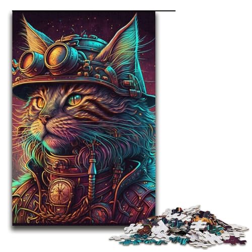 Lernpuzzle 1000 Teile Psychedelic Cat Warrior Puzzles für Erwachsene Weihnachtspuzzlegeschenke für Teenager ab 14 Jahren 14,96x10,24 Zoll von WGLINGX