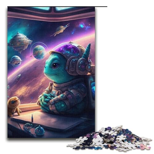 Lernpuzzle 1000 Teile Weltraumschildkröte Puzzle für Erwachsene Weihnachtspuzzle Geschenke für Teenager ab 14 Jahren 14,96x10,24 Zoll von WGLINGX