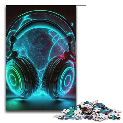 Live-Musik-Neon-Puzzle, 1000 Teile, Puzzle für Erwachsene, einzigartiges Geschenk zum Geburtstag für Teenager ab 14 Jahren (Größe 38 x 26 cm) von WGLINGX