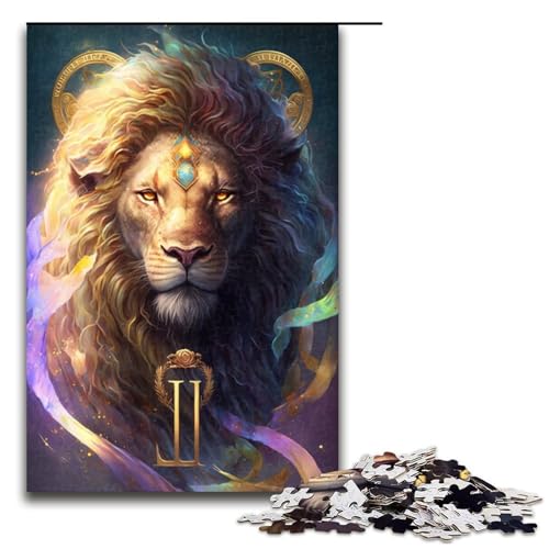 Löwen-Puzzle für Erwachsene, 1000 Teile, Holzpuzzle, Lernspielzeug (Größe 50 x 75 cm) von WGLINGX