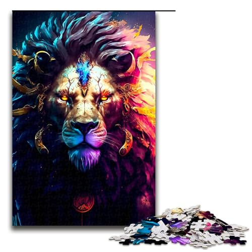 Löwen-Puzzle für Erwachsene, 1000 Teile, Holzpuzzle, Lernspielzeug (Größe 50 x 75 cm) von WGLINGX