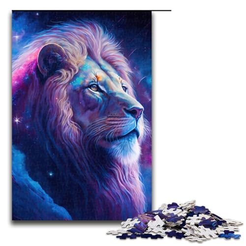 Löwen-Puzzle für Erwachsene, 1000 Teile, Holzpuzzle, Lernspielzeug (Größe 50 x 75 cm) von WGLINGX
