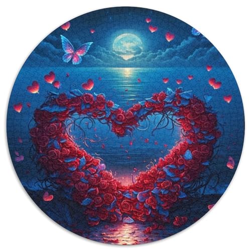 Love Sea Puzzle für Erwachsene, 1000-teiliges, rundes Puzzle, Denkspiel, interaktives Familienspiel, geeignet für Kinder ab 14 Jahren (67,5x67,5cm) von WGLINGX