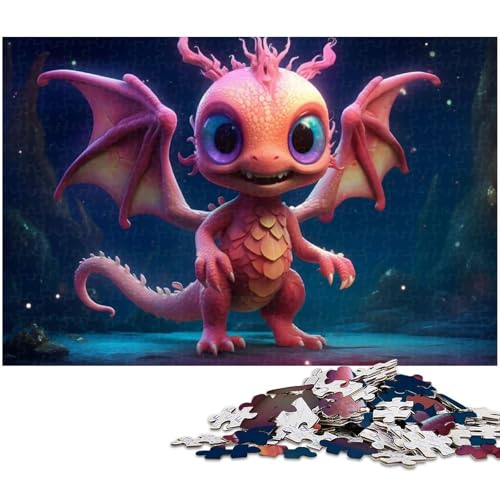 Magenta Baby Dragon Puzzle, 1000 Teile, Puzzle für Erwachsene, tolles Geschenk für Spiele, geeignet für Teenager ab 14 Jahren (Größe 50 x 75 cm) von WGLINGX