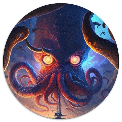 Magisches Oktopus-Puzzle für Erwachsene, runde 1000-Teile-Puzzles für Anfänger mit 1000 Teilen, ideal als Geburtstags (67,5x67,5cm) von WGLINGX