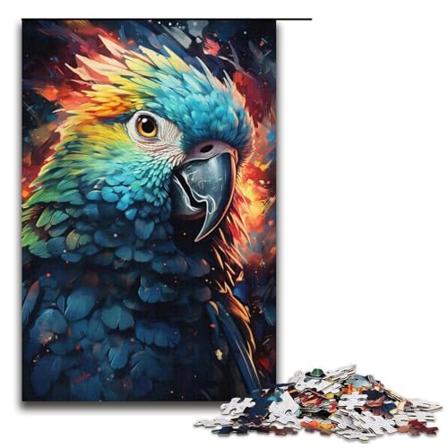 Malen, buntes Papageien-Puzzle für Erwachsene, 1000 Teile, Lernspiel, Herausforderungsspielzeug, Weihnachts- und Geburtstagsgeschenk (Größe 38 x 26 cm) von WGLINGX
