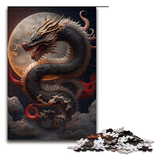 Mysteriöses Drachen-Puzzle für Erwachsene, 1000 Teile, Lernspiel, Herausforderungsspielzeug, Weihnachts- und Geburtstagsgeschenk (Größe 50 x 75 cm) von WGLINGX