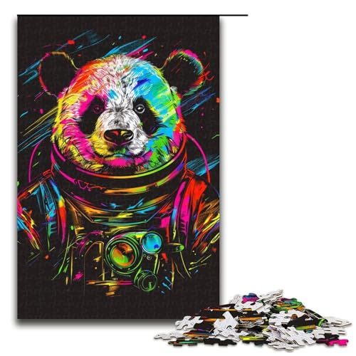 Neon-Astronaut-Panda-Puzzle für Erwachsene, 1000 Teile, Lernspiel, Herausforderungsspielzeug, Weihnachts- und Geburtstagsgeschenk (Größe 50 x 75 cm) von WGLINGX