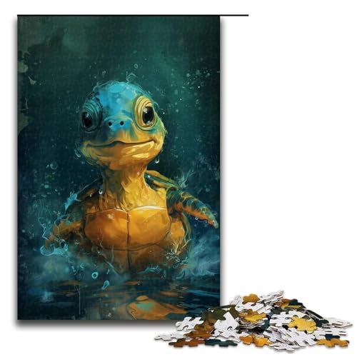 Niedliches kleines gelbes Schildkröten-Puzzle, 1000 Teile, Puzzle für Erwachsene, Lernspiele, trainieren Ihr Gehirn und Ihre Hände, geeignet für Jugendliche ab 14 Jahren (Größe 50 x 75 cm) von WGLINGX