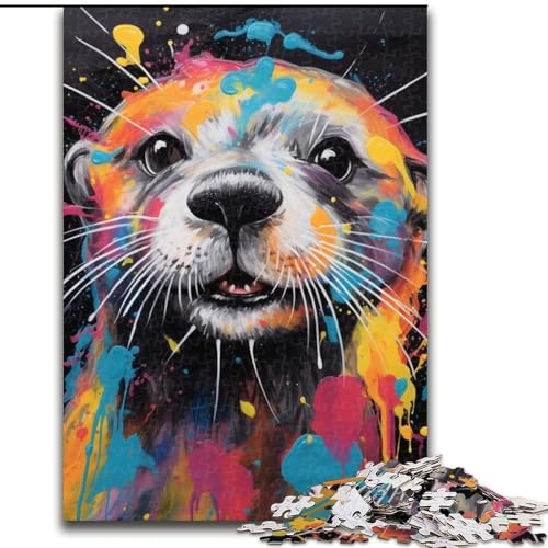 Otter-Puzzle mit 1000 Teilen für Erwachsene, 1000 Teile, Heimdekoration, Familienspaß, ab 14 Jahren (Größe 26x38cm) von WGLINGX