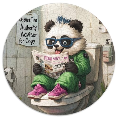 Panda Go Toiletten-Puzzle für Erwachsene, 1000 runde Papppuzzles, anspruchsvolles DIY-Denkspiel, interaktive Familienaktivität, 1000 Teile (67,5x67,5cm) von WGLINGX